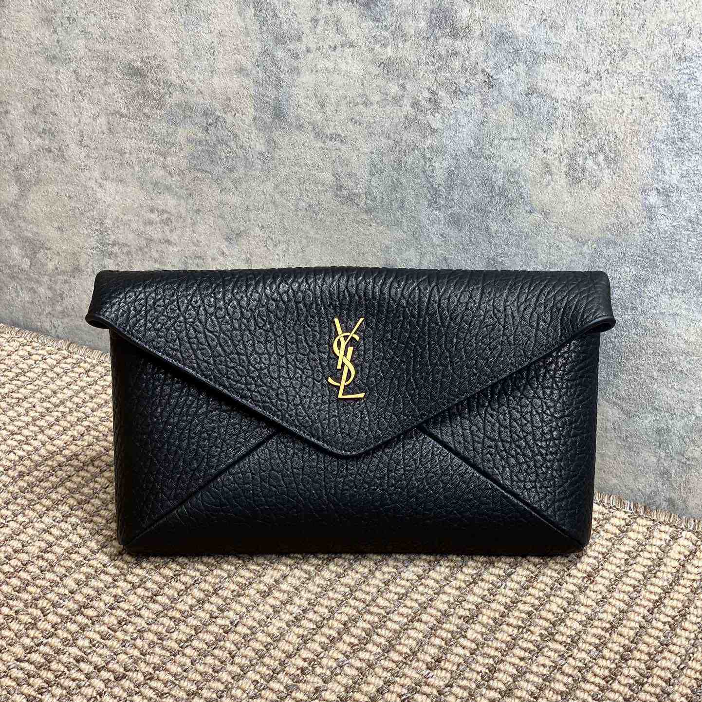 Saint Laurent Cassandre Large Envelope Pouch In Lambskin - FashionPlug