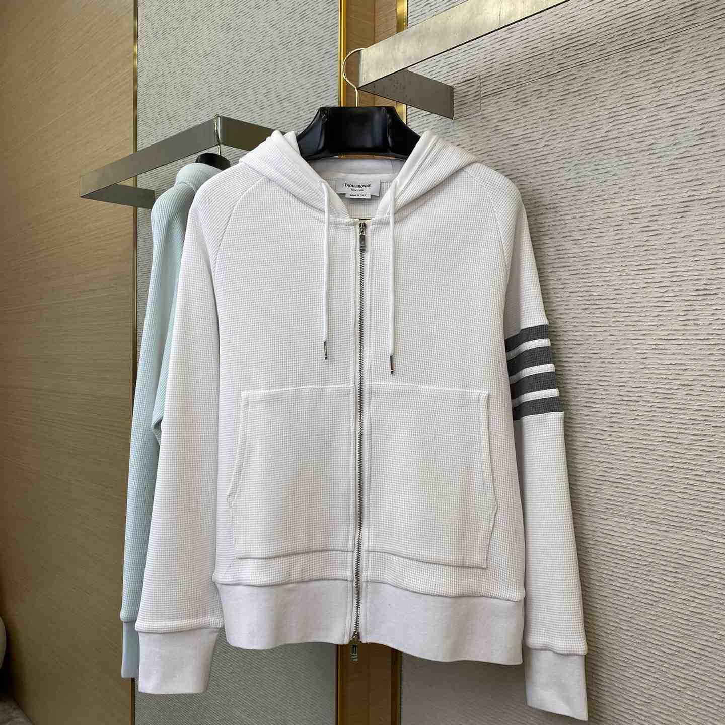 Thom Browne 4-Bar Zip-Up Cashmere Hoodie - FashionPlug