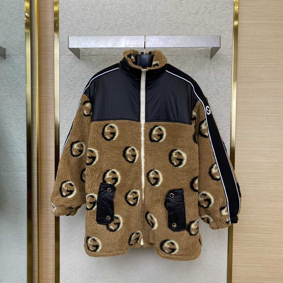 Gucci GG Wool Fleece Jacquard Zip Jacket - FashionPlug