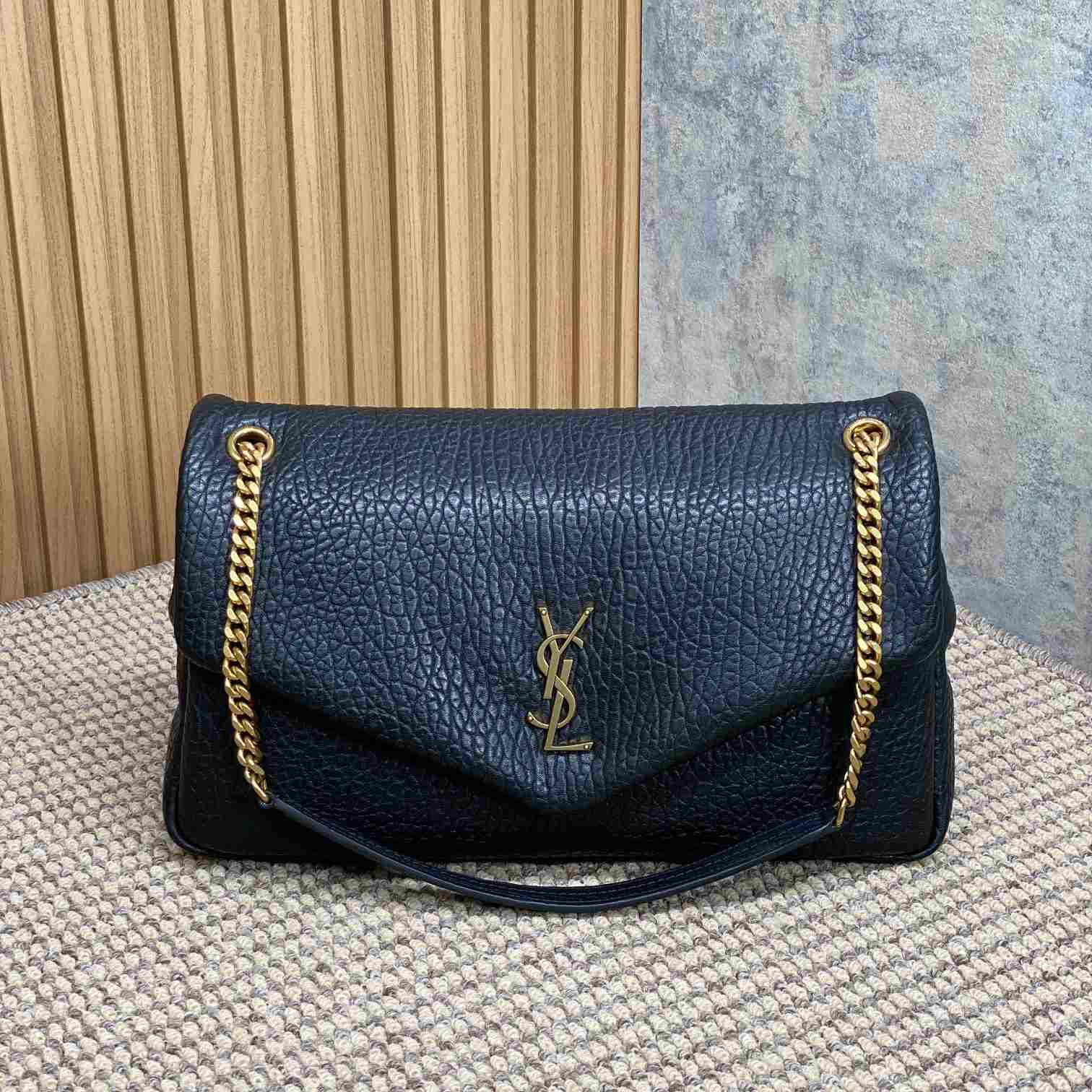 Saint Laurent Calypso Large In Grained Lambskin - FashionPlug