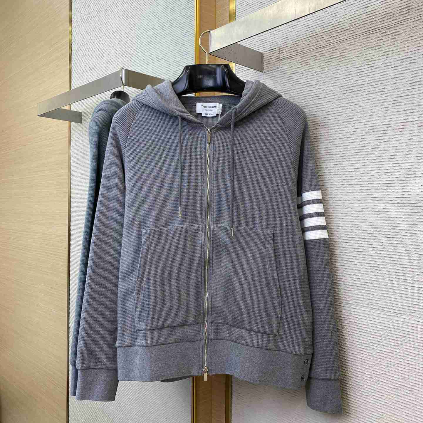 Thom Browne 4-Bar Zip-Up Cashmere Hoodie - FashionPlug
