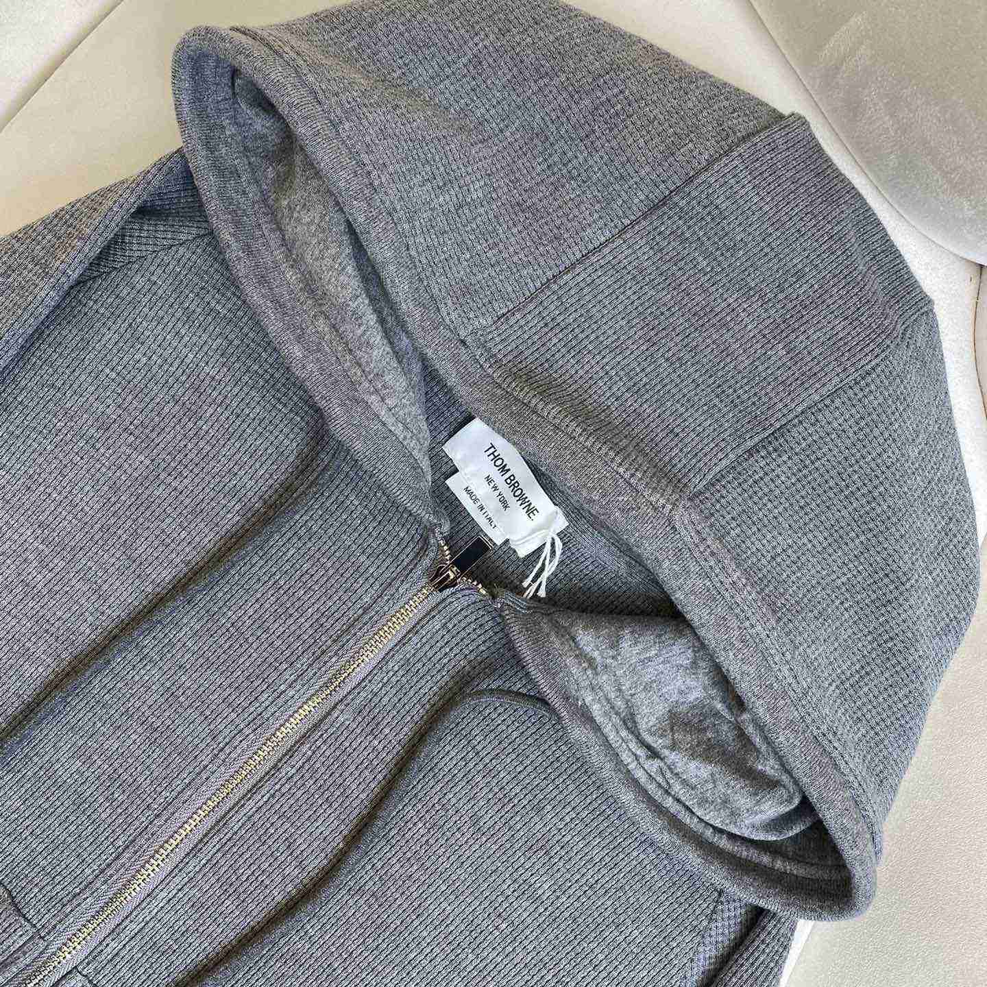 Thom Browne 4-Bar Zip-Up Cashmere Hoodie - FashionPlug