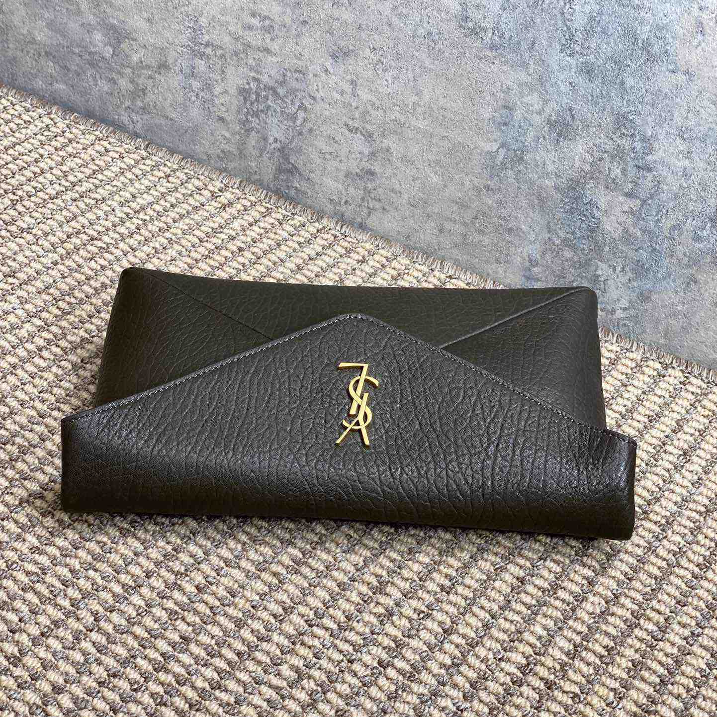 Saint Laurent Cassandre Large Envelope Pouch In Lambskin - FashionPlug