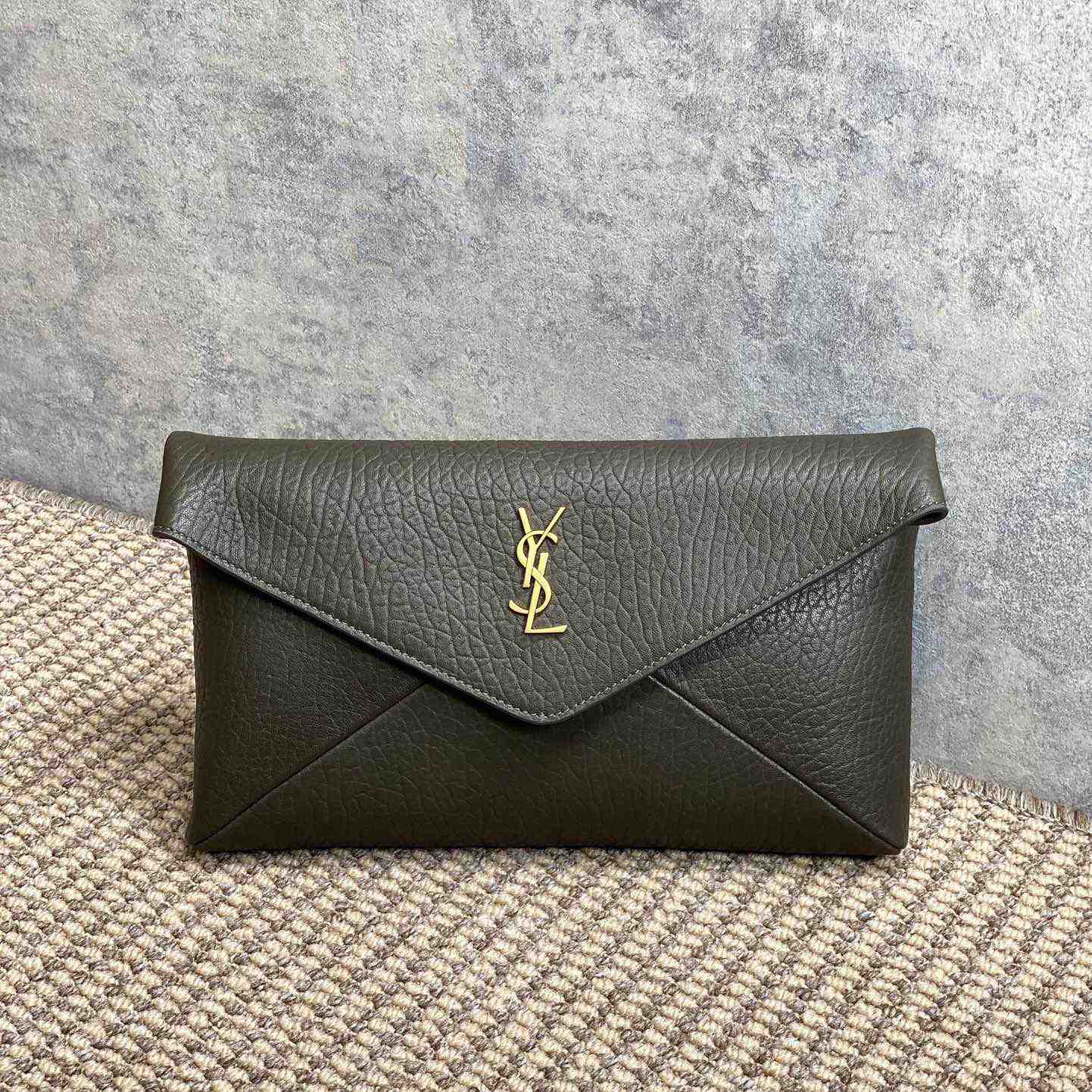 Saint Laurent Cassandre Large Envelope Pouch In Lambskin - FashionPlug