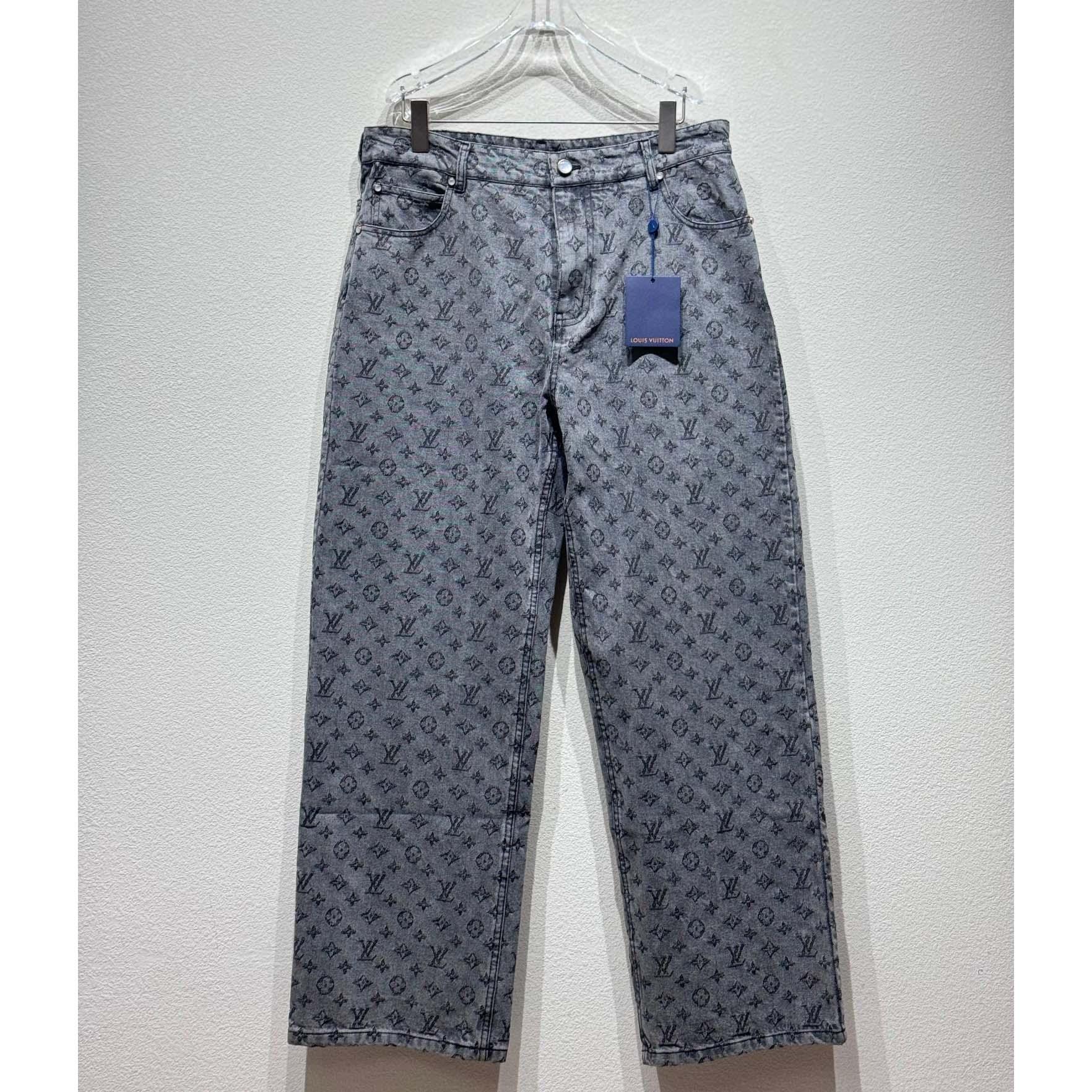 Louis Vuitton Monogram Jacquard Denim Skate Pants   - FashionPlug