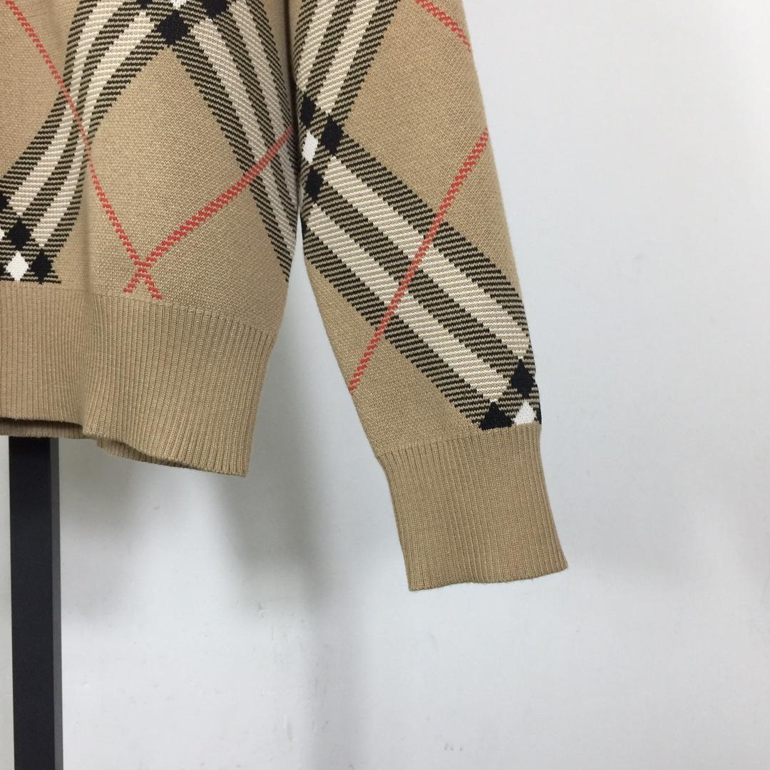 Burberry Check Wool Blend Cardigan - FashionPlug