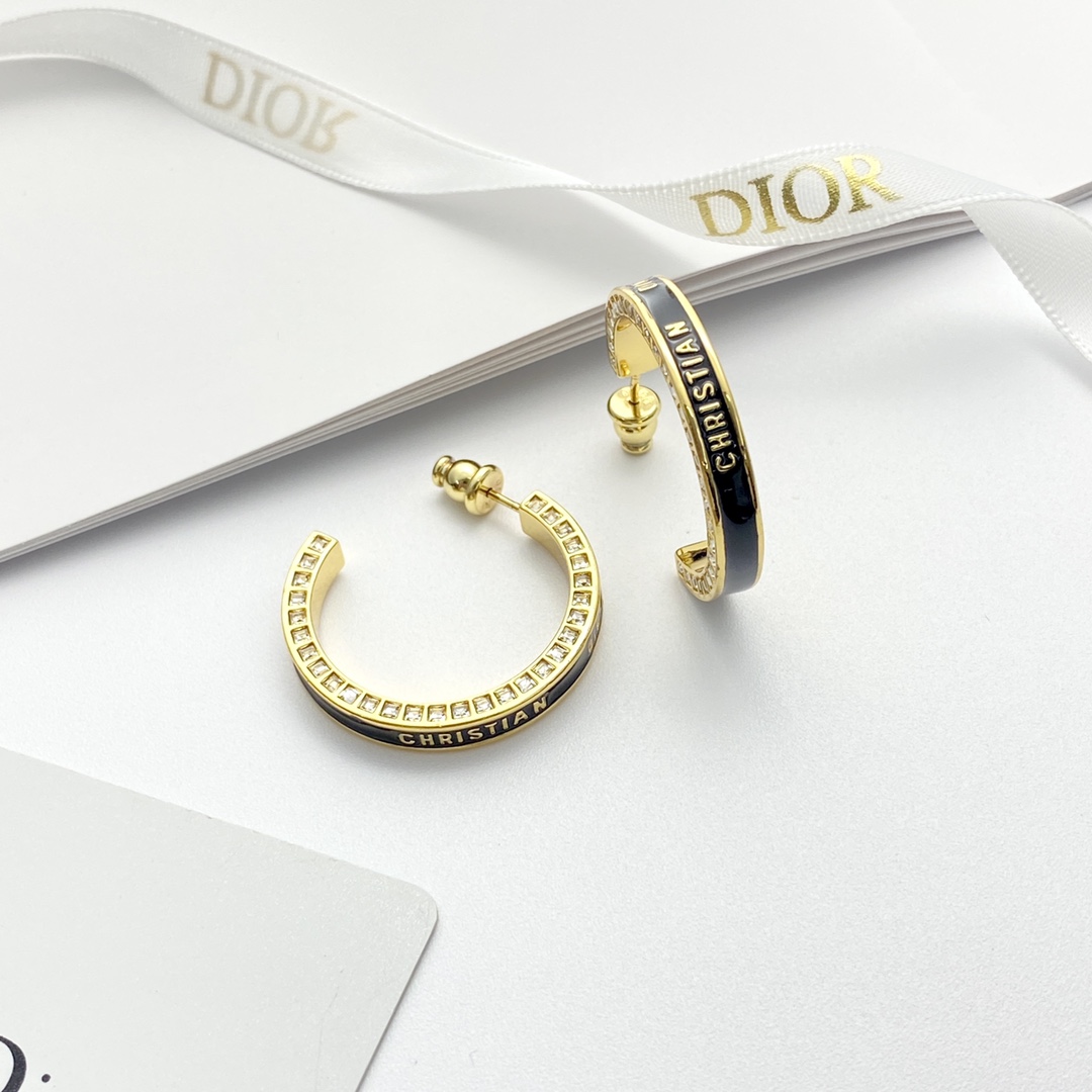 Dior Small Dior Night Code Hoop Earrings - FashionPlug