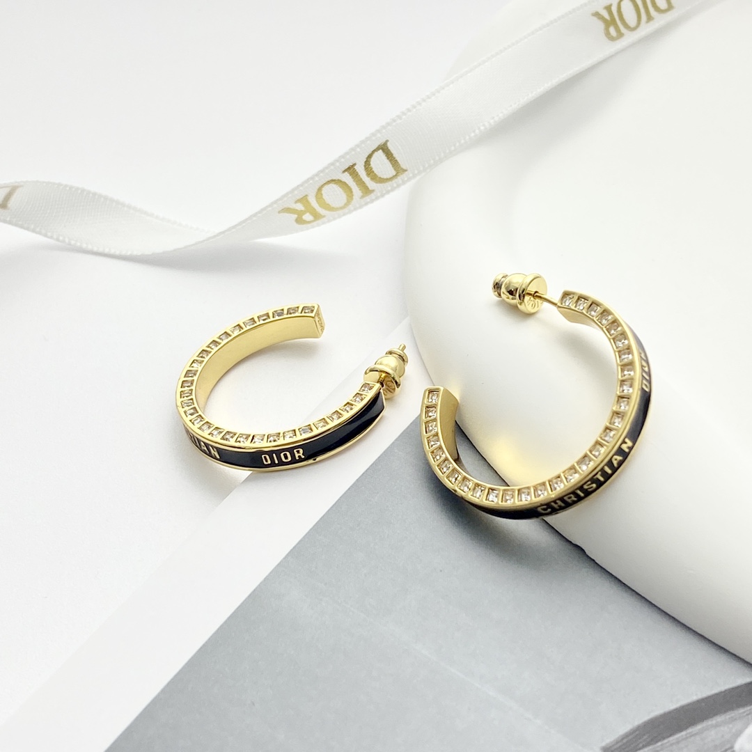 Dior Small Dior Night Code Hoop Earrings - FashionPlug