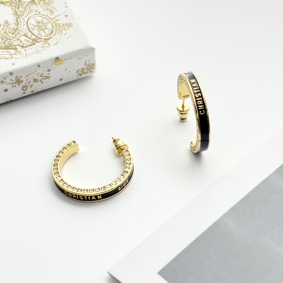 Dior Small Dior Night Code Hoop Earrings - FashionPlug