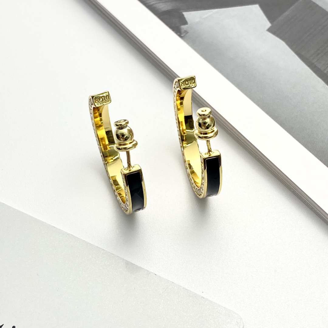 Dior Small Dior Night Code Hoop Earrings - FashionPlug
