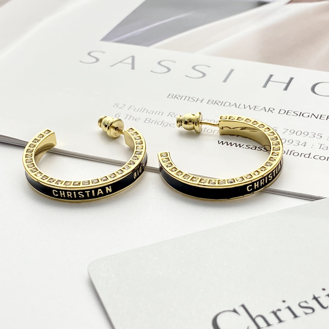 Dior Small Dior Night Code Hoop Earrings - FashionPlug
