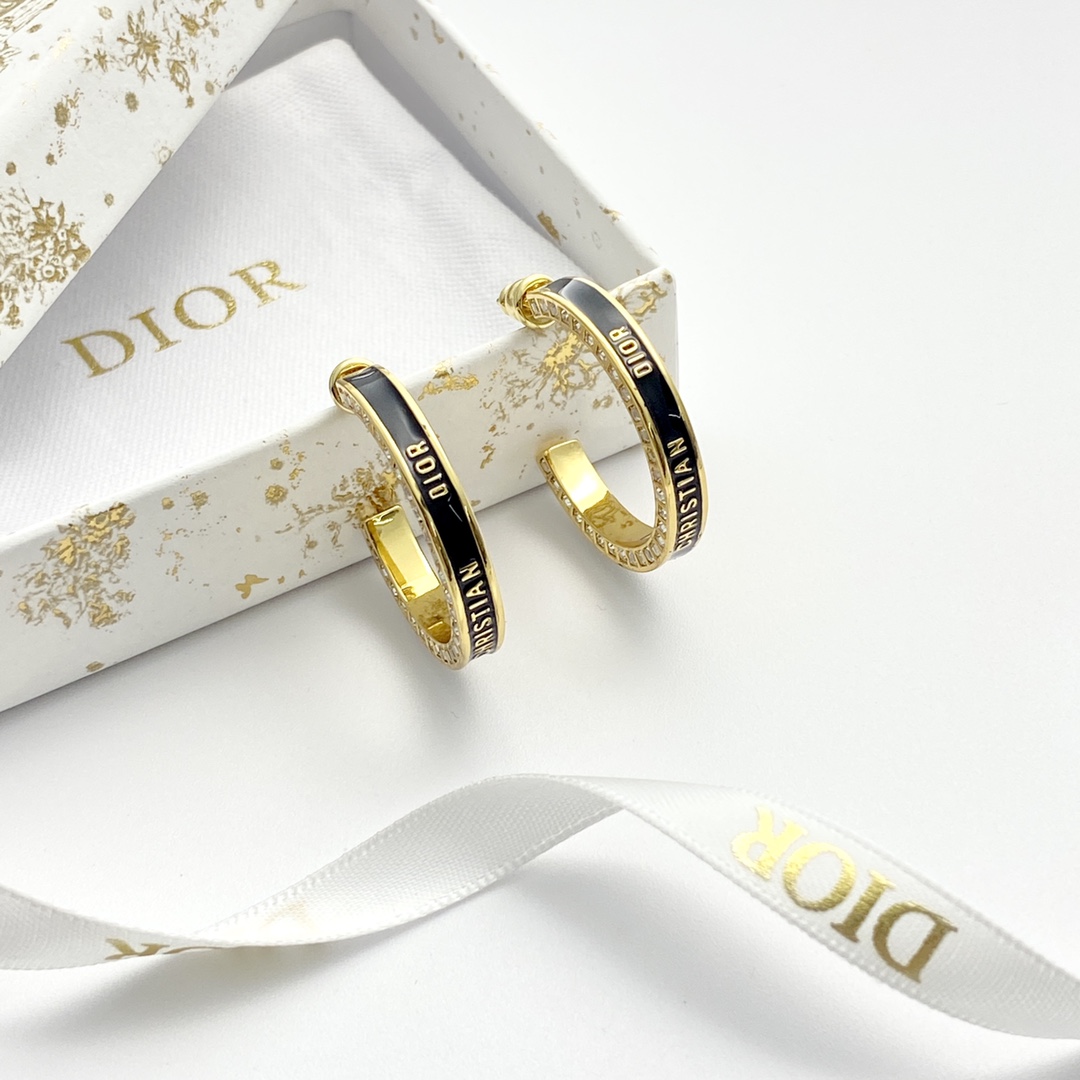 Dior Small Dior Night Code Hoop Earrings - FashionPlug