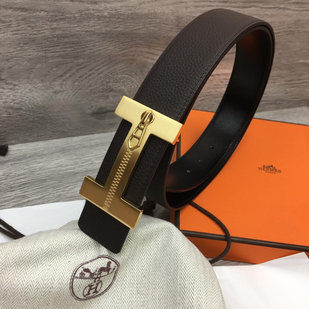 Hermes Leather H Buckle Belt - FashionPlug