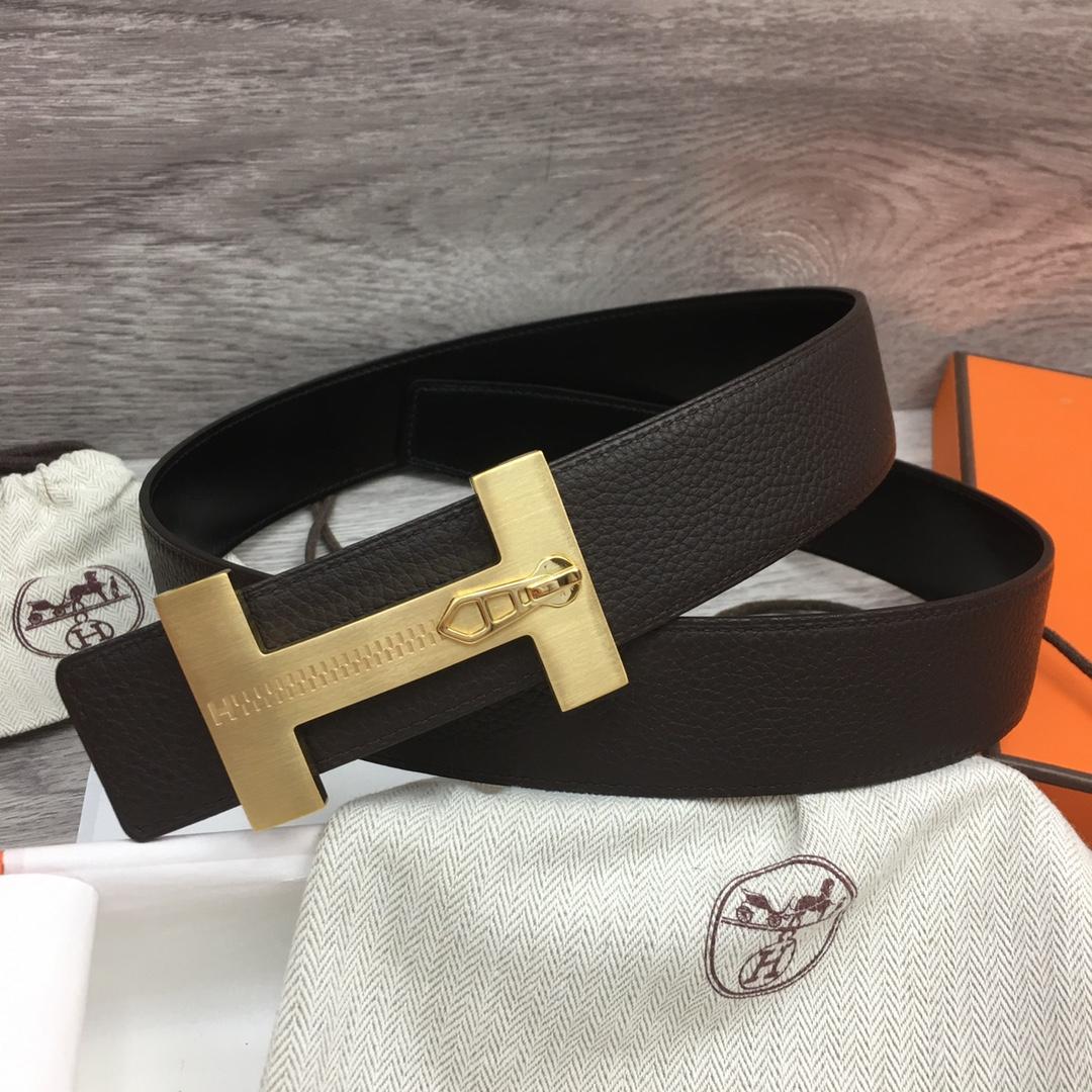 Hermes Leather H Buckle Belt - FashionPlug