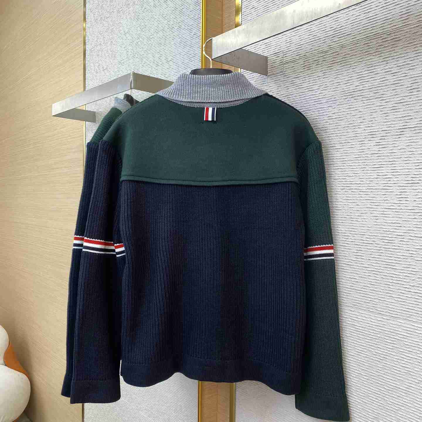 Thom Browne Fun-Mix Boiled Wool Stripe Workman's Jacket - FashionPlug