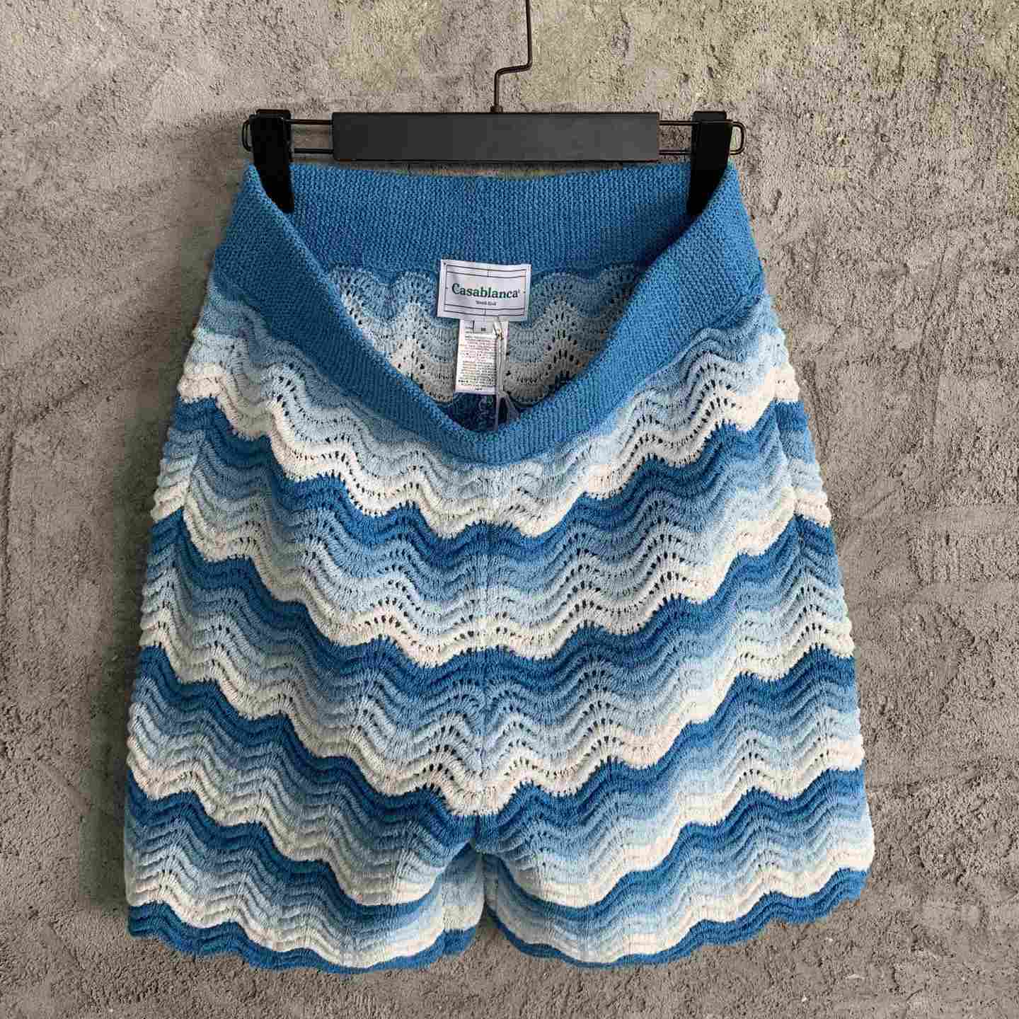 Casablanca Blue Wavy Shorts - FashionPlug