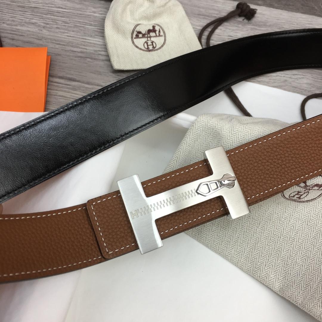 Hermes Leather H Buckle Belt - FashionPlug