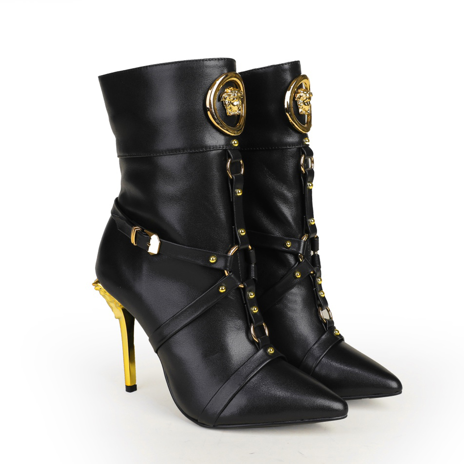 Versace Leather Ankle Boots - FashionPlug