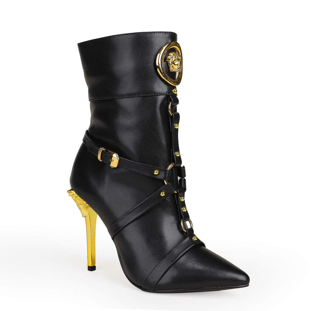 Versace Leather Ankle Boots - FashionPlug