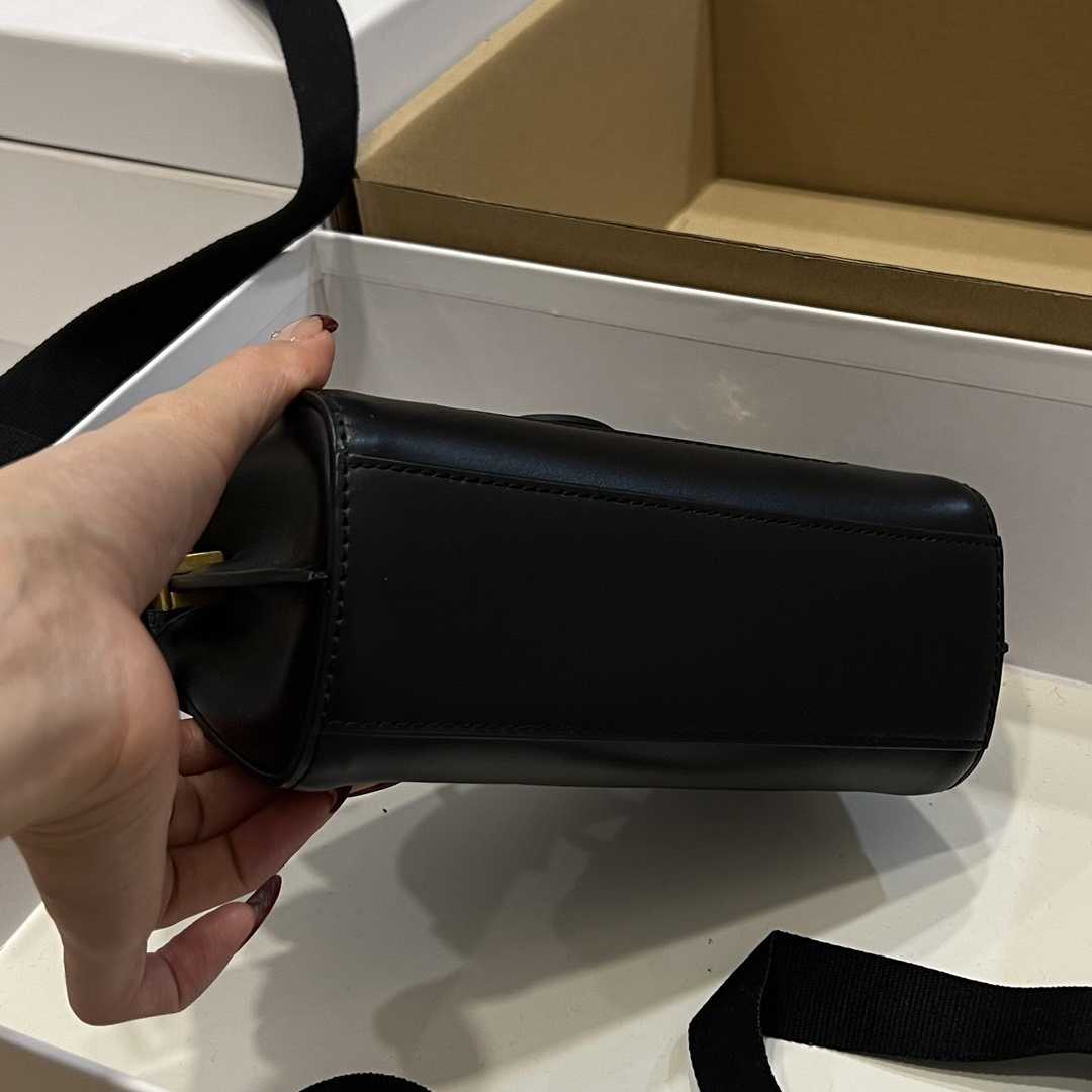 Balmain Black Leather Shoulder Bag  (19*12*7.5cm) - FashionPlug