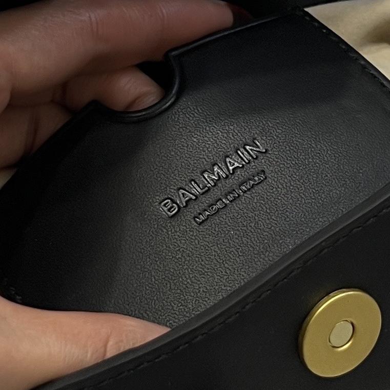 Balmain Black Leather Shoulder Bag  (19*12*7.5cm) - FashionPlug