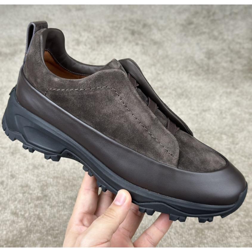 Zegna Suede And Leather Triple Stitch™ Monte Sneakers - FashionPlug