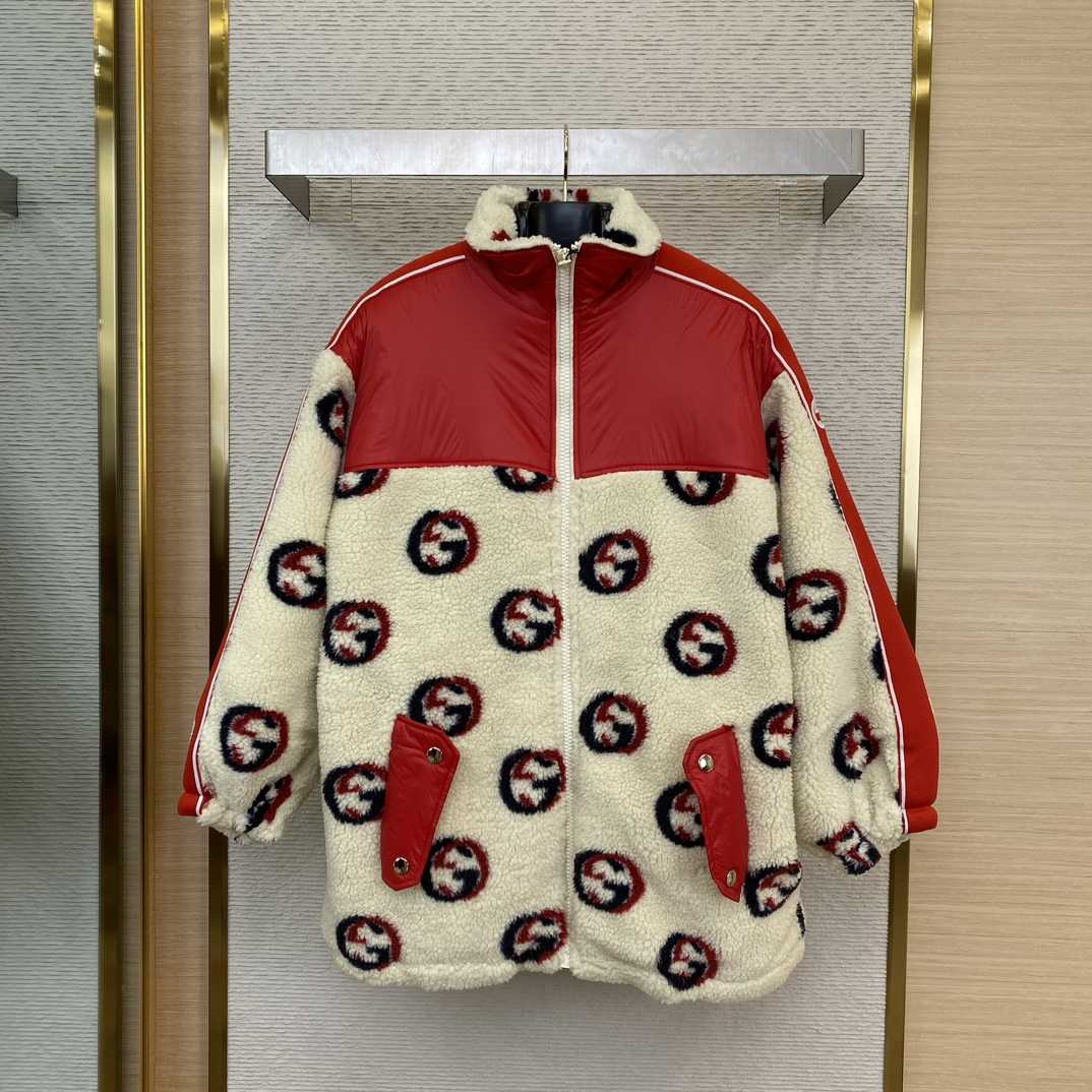 Gucci GG Wool Fleece Jacquard Zip Jacket - FashionPlug
