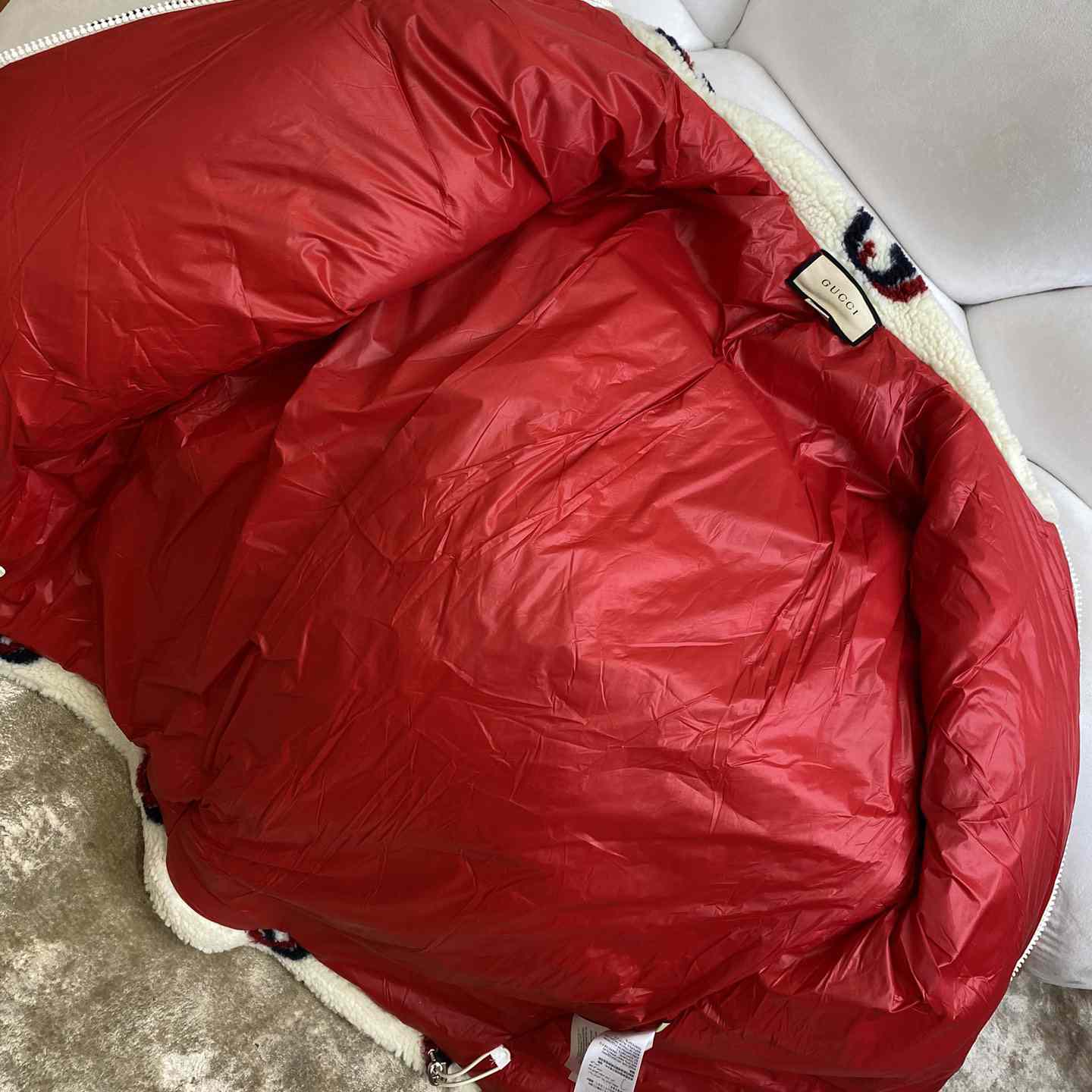 Gucci GG Wool Fleece Jacquard Zip Jacket - FashionPlug