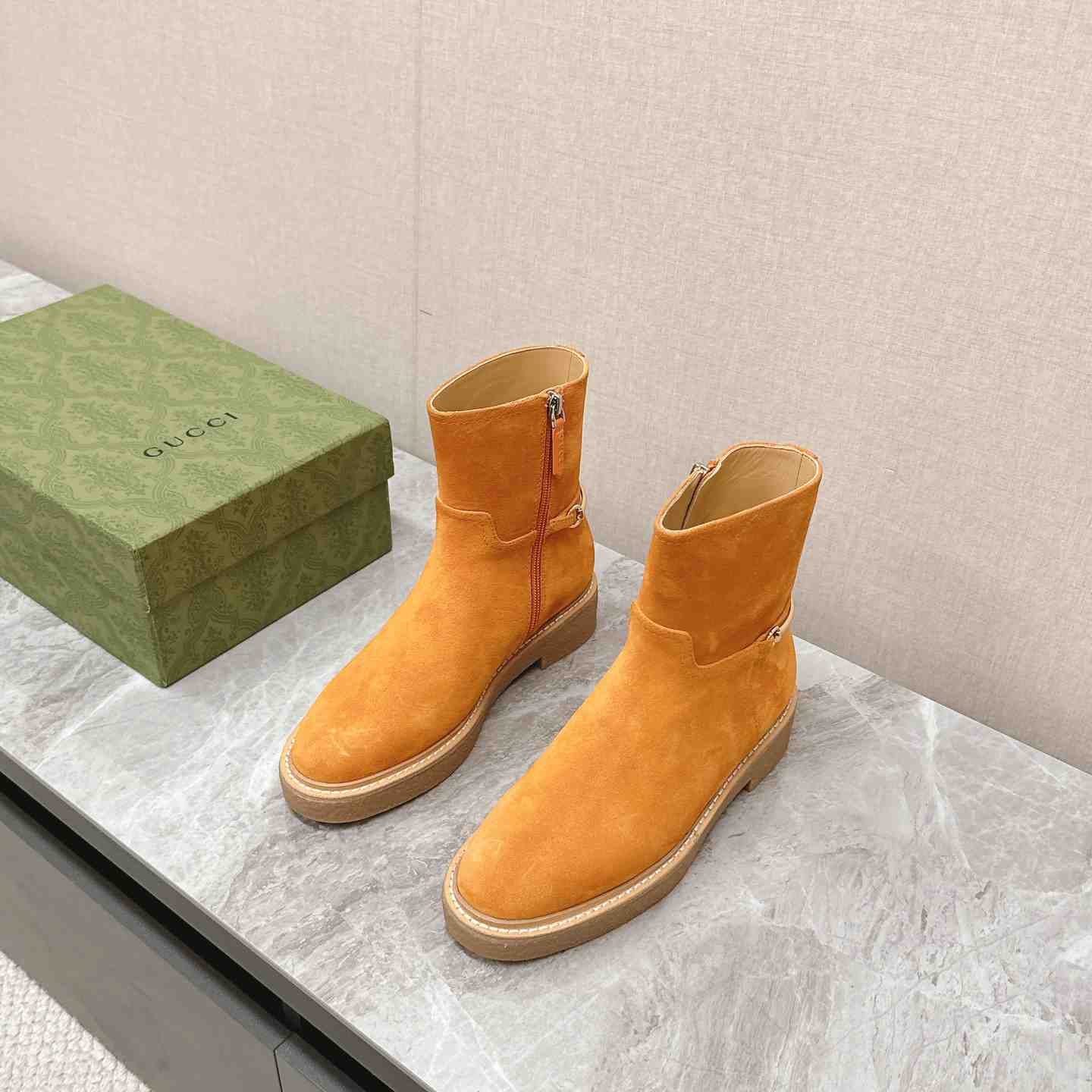 Gucci Women's Slim Horsebit Ankle Boot - FashionPlug