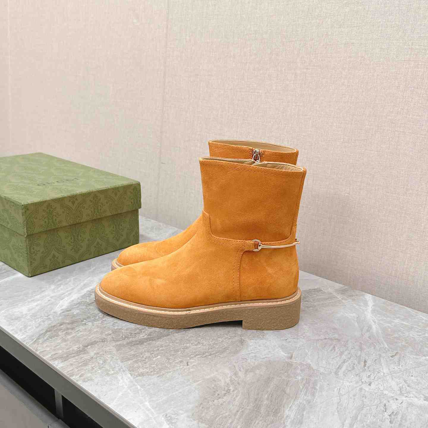Gucci Women's Slim Horsebit Ankle Boot - FashionPlug