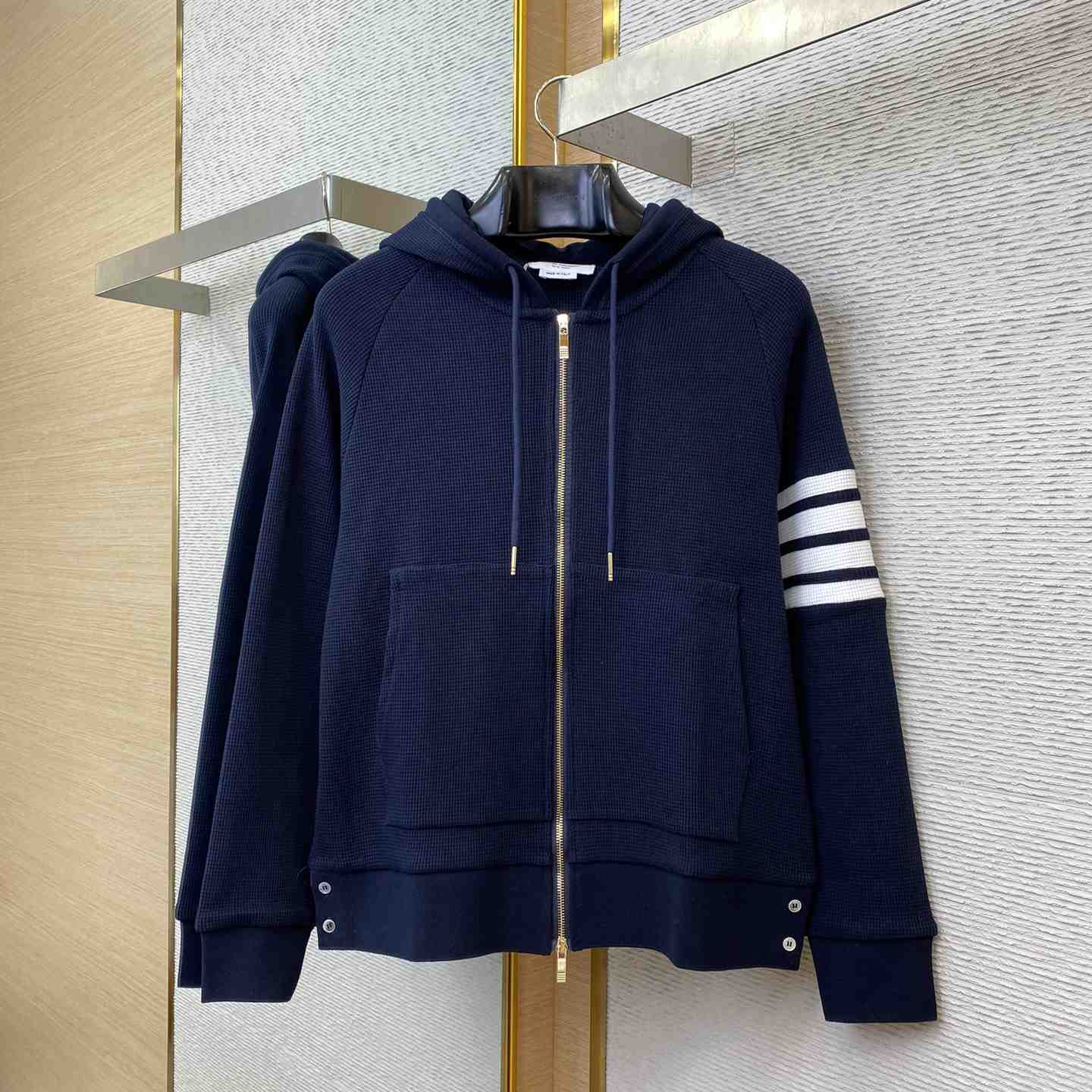 Thom Browne 4-Bar Zip-Up Cashmere Hoodie - FashionPlug