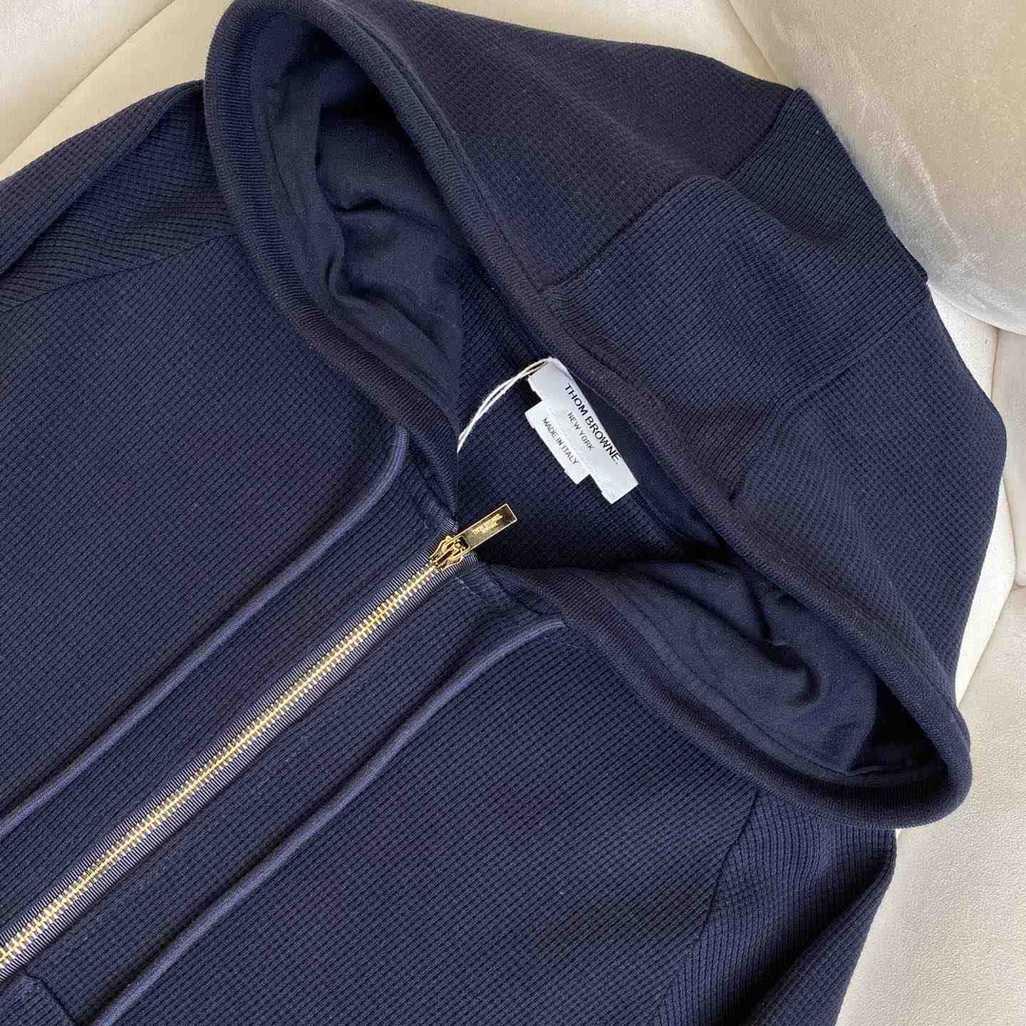 Thom Browne 4-Bar Zip-Up Cashmere Hoodie - FashionPlug
