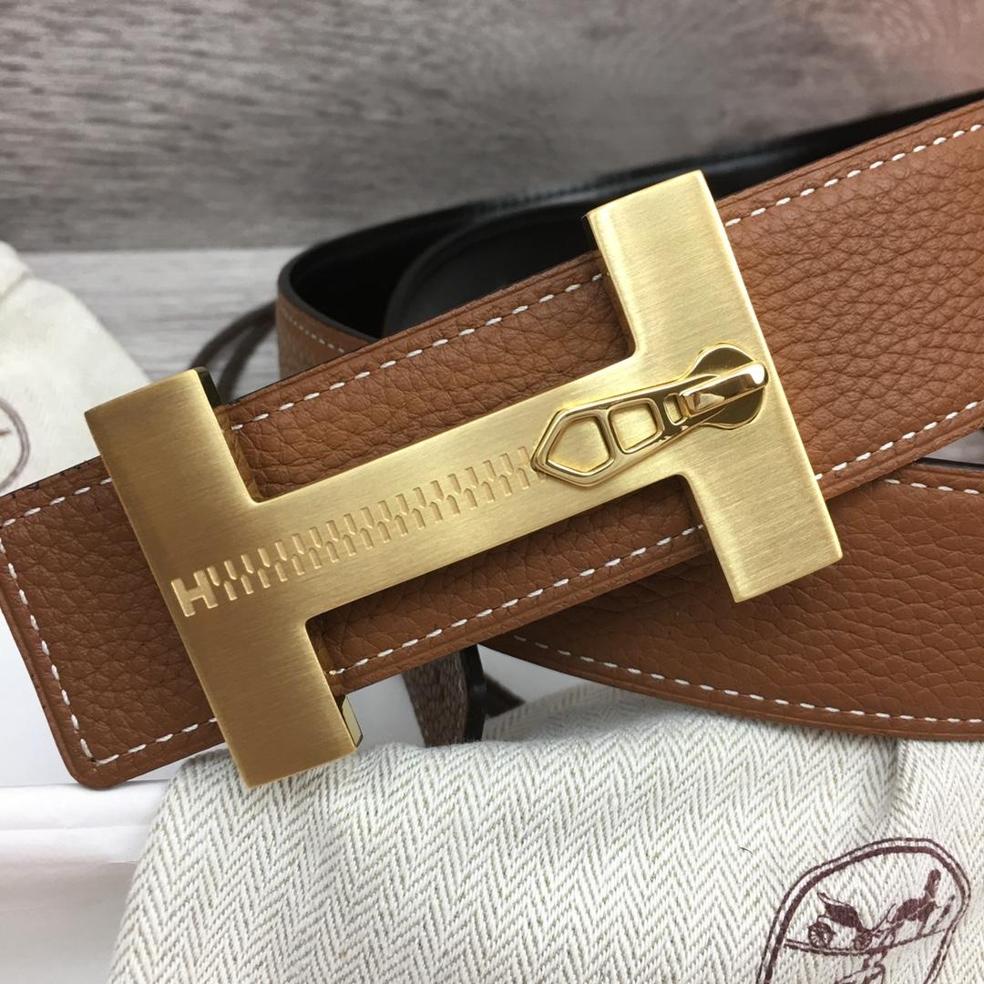 Hermes Leather H Buckle Belt - FashionPlug
