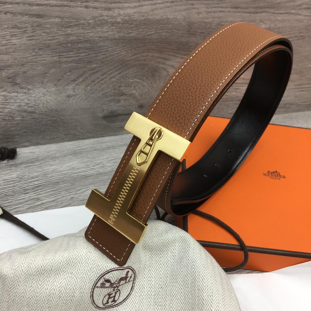 Hermes Leather H Buckle Belt - FashionPlug