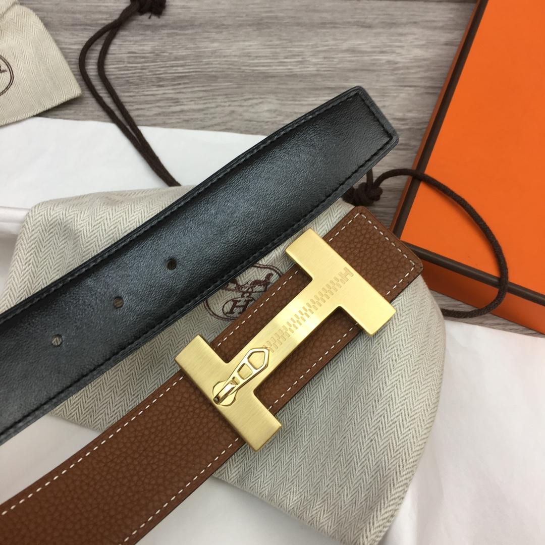 Hermes Leather H Buckle Belt - FashionPlug