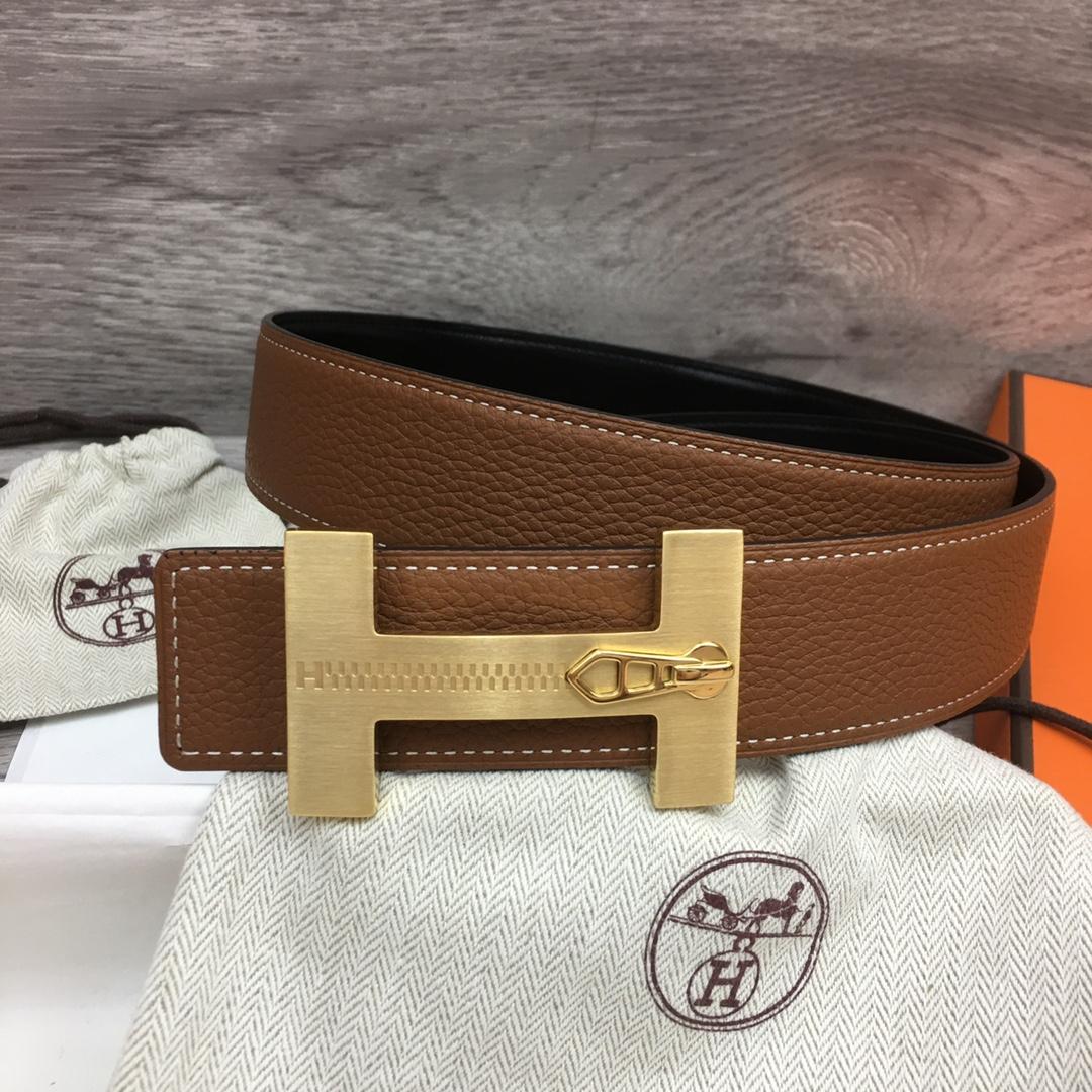 Hermes Leather H Buckle Belt - FashionPlug