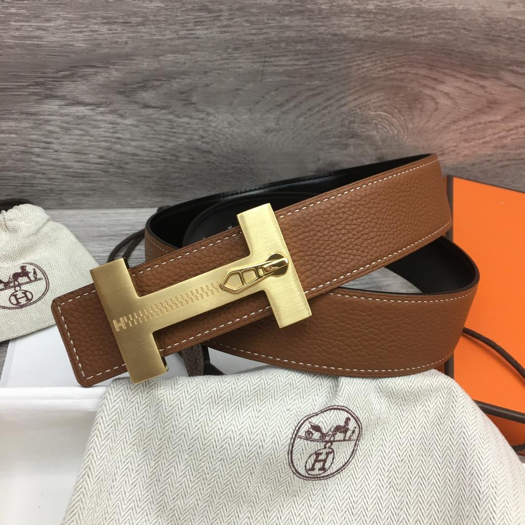 Hermes Leather H Buckle Belt - FashionPlug