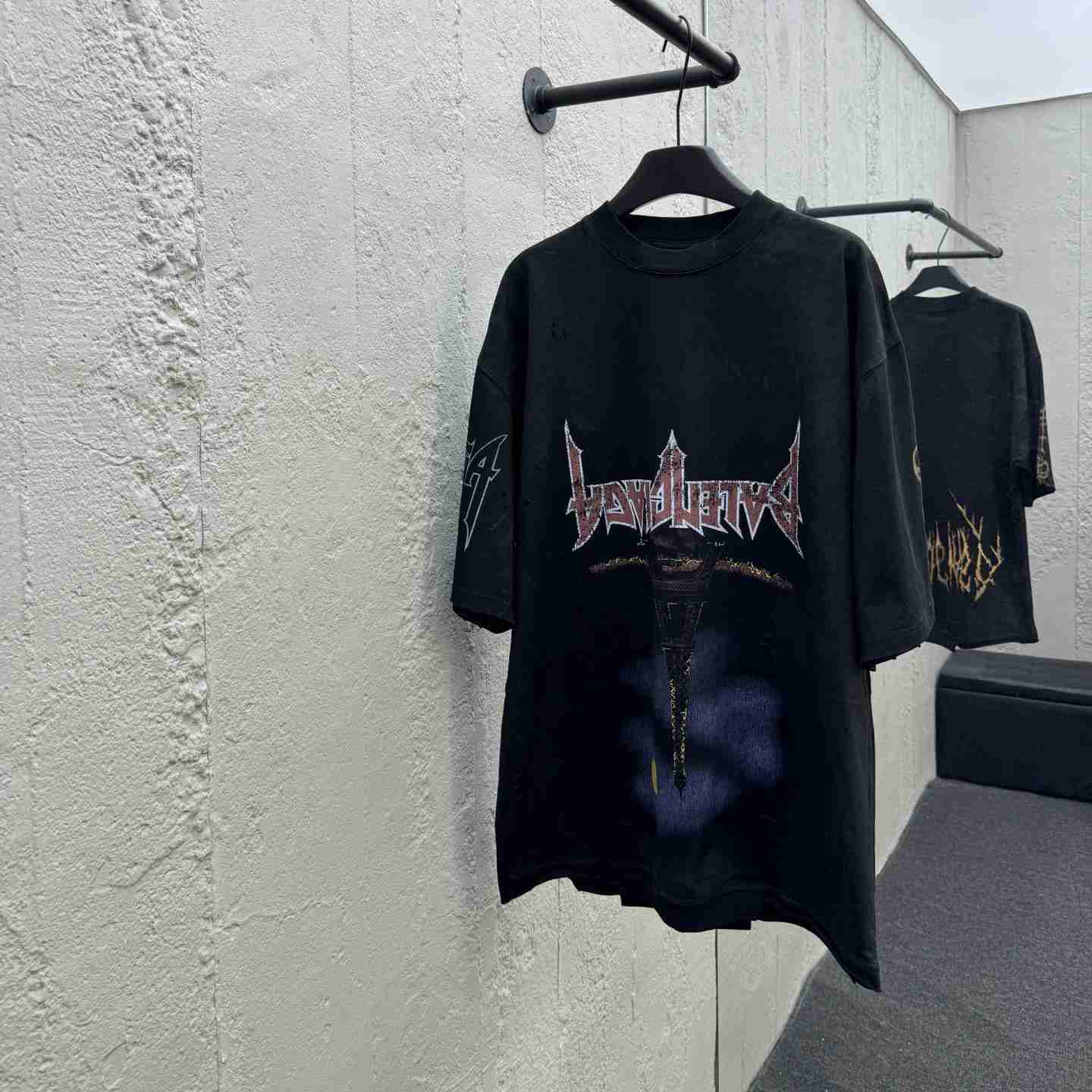 Balenciaga Paris Moon Upside Down T-Shirt Oversized In Black - FashionPlug