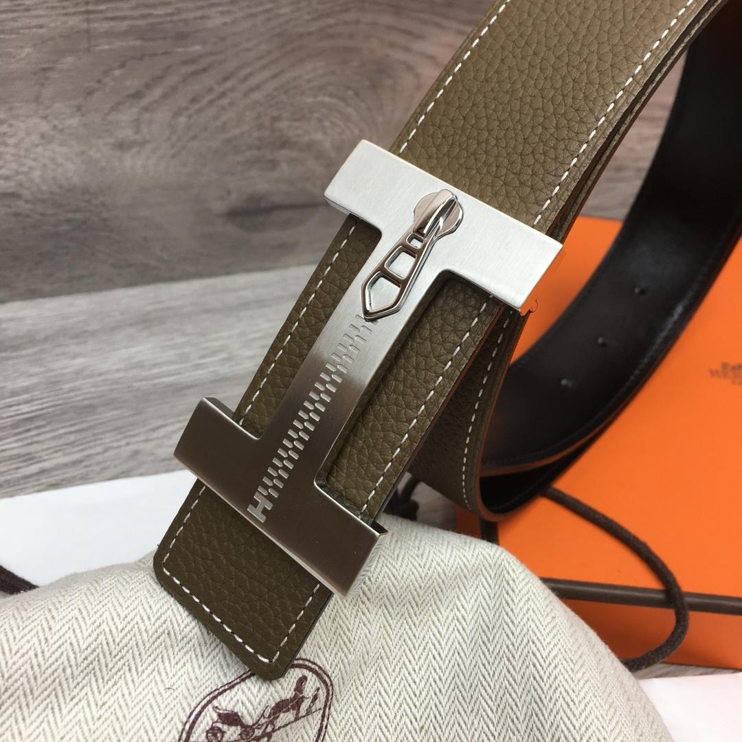 Hermes Leather H Buckle Belt - FashionPlug