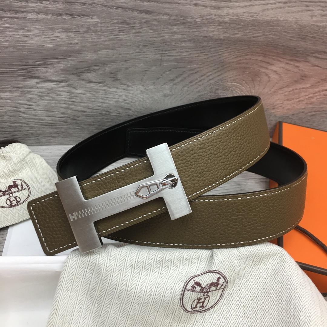 Hermes Leather H Buckle Belt - FashionPlug