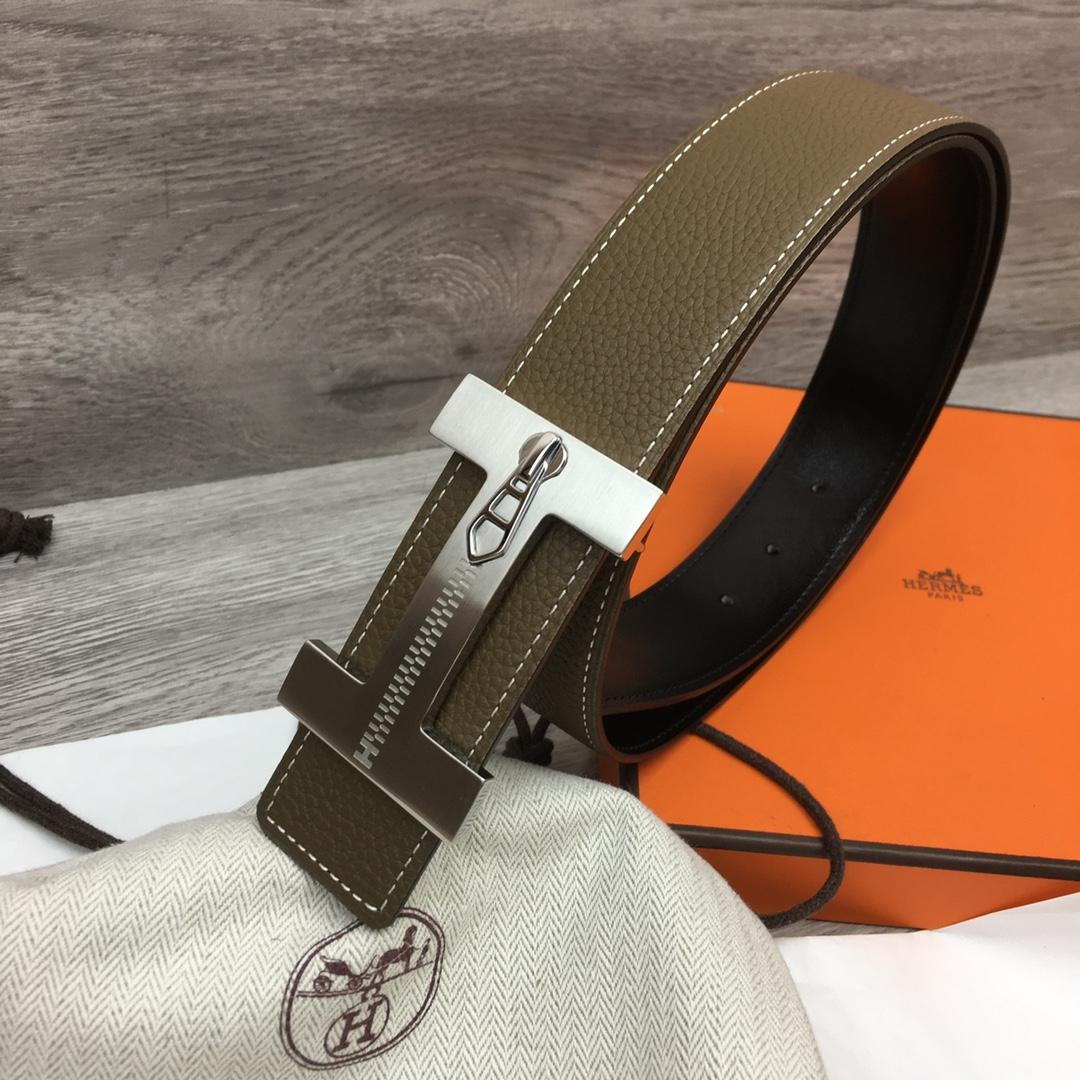 Hermes Leather H Buckle Belt - FashionPlug