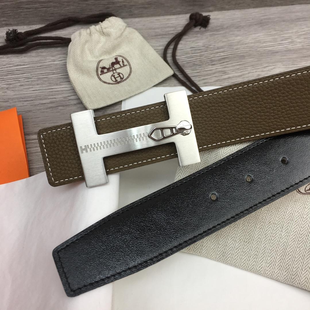 Hermes Leather H Buckle Belt - FashionPlug