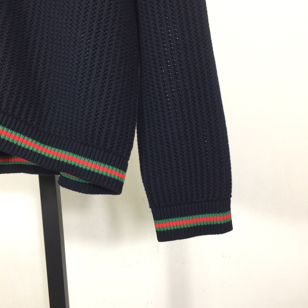 Gucci Ajour Cotton Knit Cardigan With Web - FashionPlug