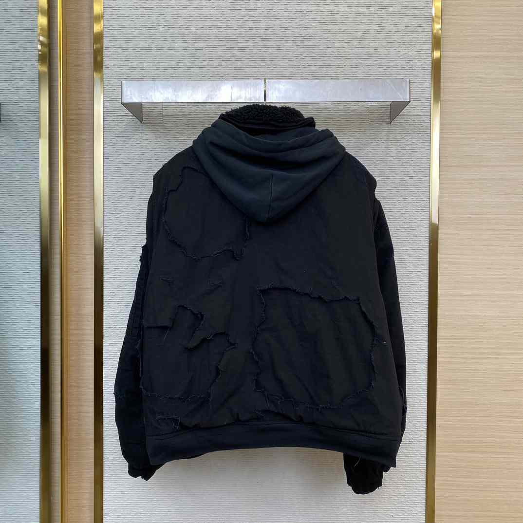 Balenciaga Unity Destroyed Bomber Jacket Black - FashionPlug
