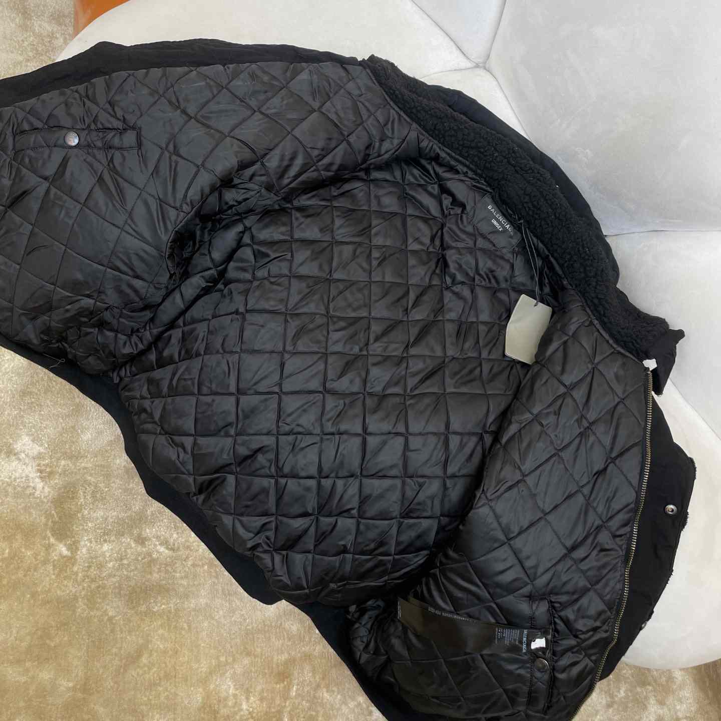 Balenciaga Unity Destroyed Bomber Jacket Black - FashionPlug
