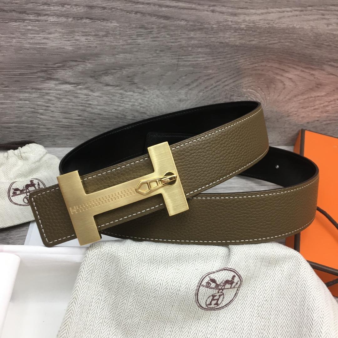 Hermes Leather H Buckle Belt - FashionPlug