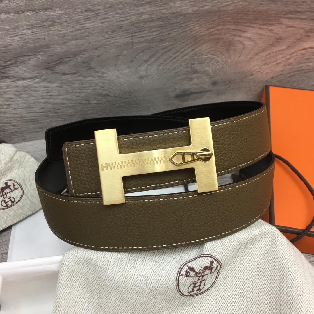 Hermes Leather H Buckle Belt - FashionPlug