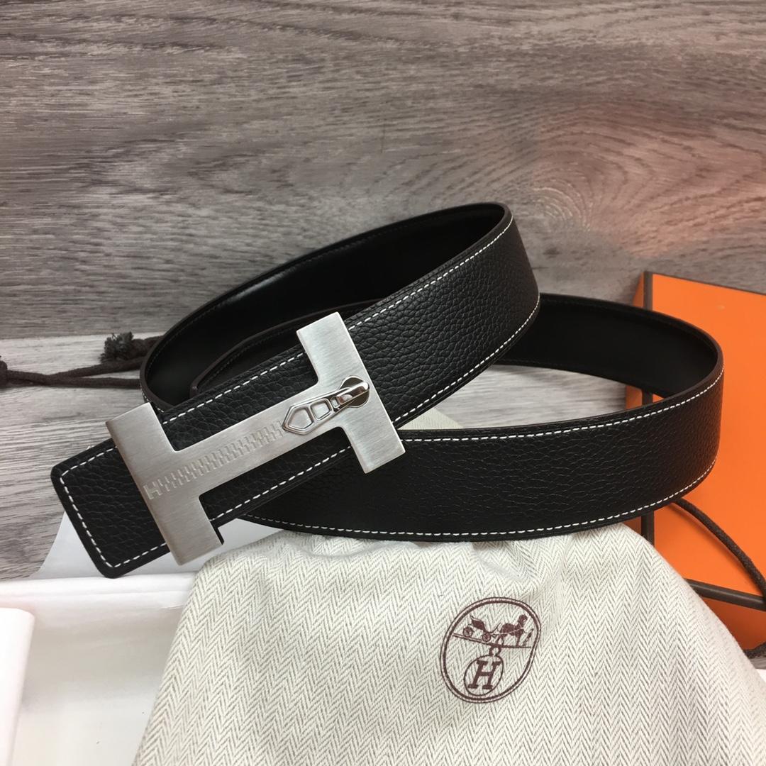 Hermes Leather H Buckle Belt - FashionPlug
