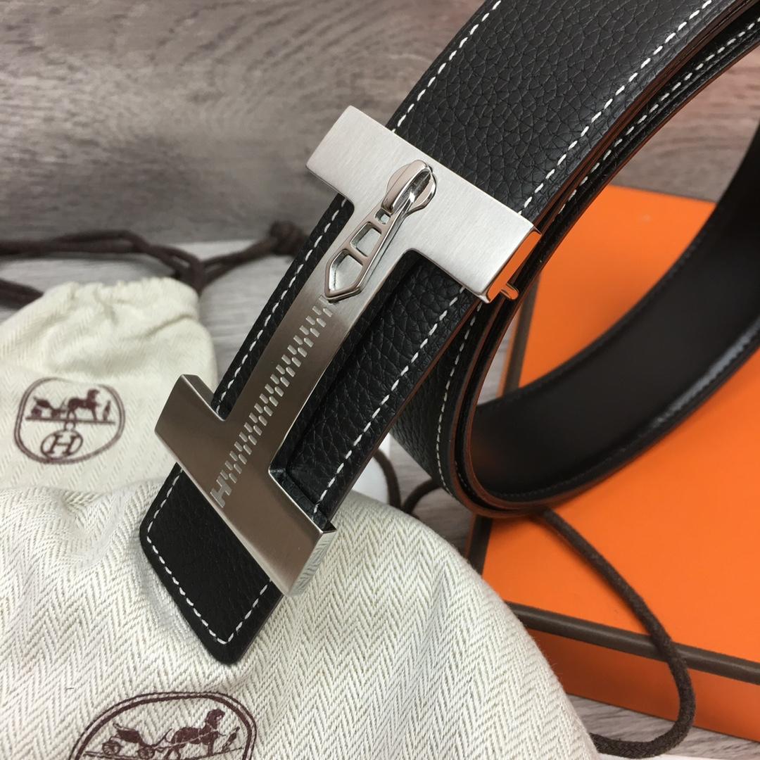 Hermes Leather H Buckle Belt - FashionPlug