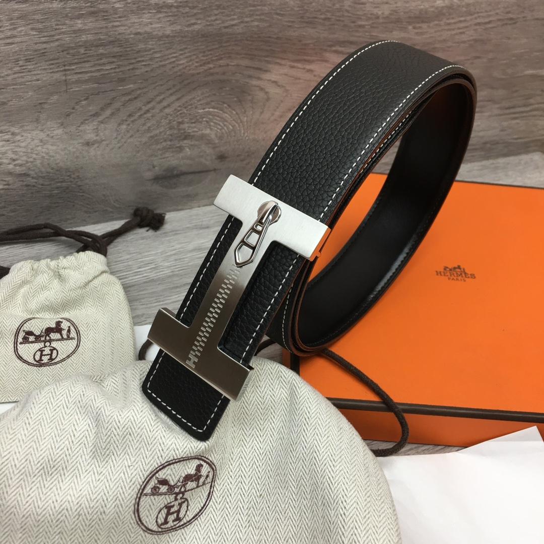 Hermes Leather H Buckle Belt - FashionPlug